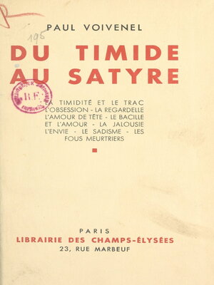 cover image of Du timide au satyre